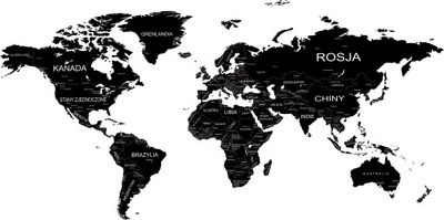 Naklejki na ścianę mapa świata z nazwami Pańsw
