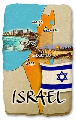 IZRAEL MAPKA FLAGA magnes na lodówkę kamień 461