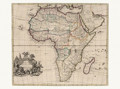 AFRYKA bogato zdobiona mapa Senex 1721