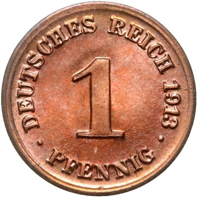 Niemcy moneta 1 Pfennig 1913 D - MENNICZA Z ROLKI