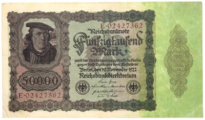 Niemcy - BANKNOT - 50000 Marek 1922 - Z PODDRUKIEM