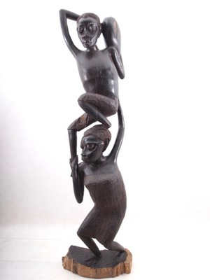 Sztuka Afryki Rzeźba podwójna 88 cm Heban