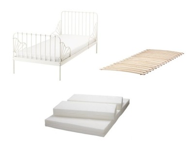 IKEA MINNEN łóżko rosnące BIAŁE + materac NATTSMYG