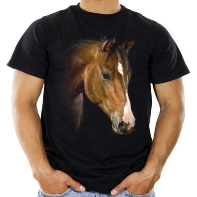 Koszulka z koniem brązowym jeździecka koń - L - HQ
