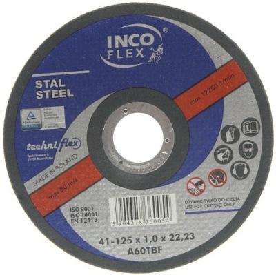 KOTÚČ NA REZANIE NEHRDZAVEJÚCEJ INCO FLEX 125x1 opk.50pcs