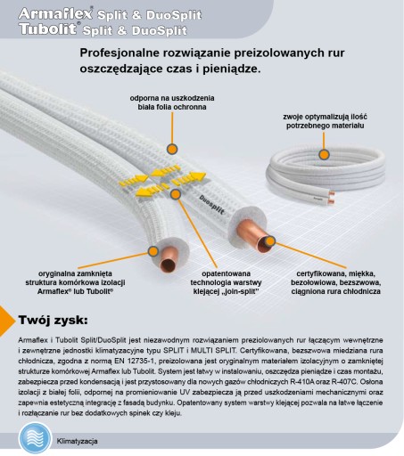 Rura miedziana izolowana 1/2 Armacell TubolitSplit