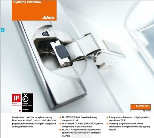 Верхняя петля BLUM с двойной клипсой и Blumotion 171B3550