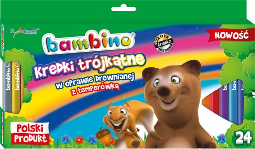 BAMBINO Kredki trójkątne w oprawie drewnianej 24 k