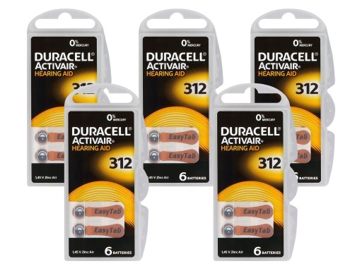 30 x 312 слуховых батарей PR41 Duracell ActivAir