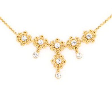 ЗОЛОТОЕ ОЖЕРЕЛЬЕ, ЦВЕТЫ, КРИСТАЛЛЫ SWAROVSKI