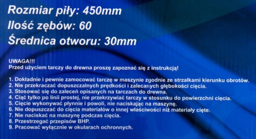 Tarcza do drewna z węglikiem 350x30x60T otwory
