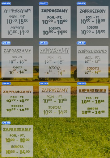 Наклейка «ЧАСЫ РАБОТЫ МАТИРОВАННОГО МОЛОЧНОГО СТЕКЛА»