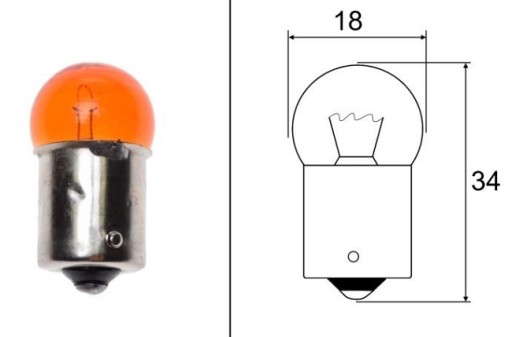 ЛАМПА ПОВОРОТА BA15S 12V 10W ОРАНЖЕВАЯ