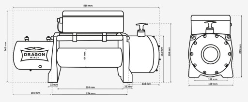 ЛЕБЕДКА DRAGON 5.5T ЛЕБЕДКА LAWETA + РЕМНИ 24В