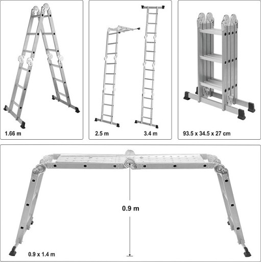 МНОГОФУНКЦИОНАЛЬНАЯ ЛЕСТНИЦА 4X3 СКЛАДНАЯ ПЛАТФОРМА 5В1