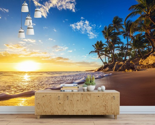 Fototapeta 3D zachód słońca palmy 368x254 F00574