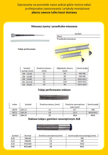 ANCHOR Анкеры клейкие химические смолы T-fix+10x110