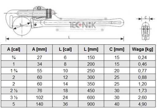 KLUCZ HYDRAULICZNY DO RUR STILSON ŻABA 12 cal 300