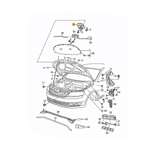 ЗАМОК КРЫШКИ ДВИГАТЕЛЯ SKODA RAPID Skoda OE 5JA823186C