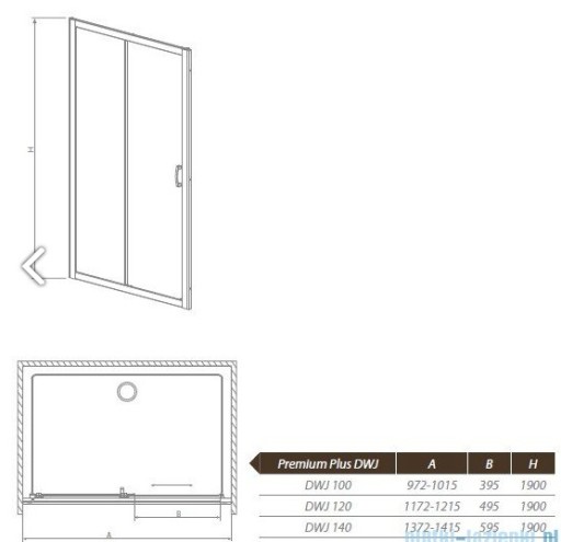 RADAWAY PREMIUM PLUS DWJ 100 двери, ТКАНЕВОЕ стекло