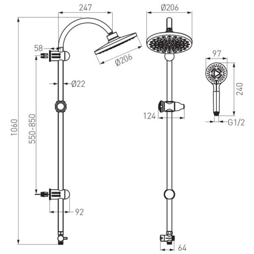 GROHE BAUEDGE СМЕСИТЕЛЬ ДЛЯ ДУША + ДОЖДЕВОЙ ДУШ