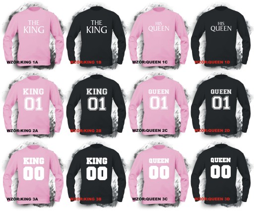 Bluza KING QUEEN bluzy dla zakochanych PAR kpl. XS