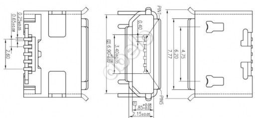 РАЗЪЕМ MICRO USB 5+2 PIN GPS-ПЛАНШЕТ ТЕЛЕФОН gu37