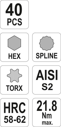 YT-0400 НАБОР БИТ YATO IMBUS TORX SPLINE 40 ШТ.