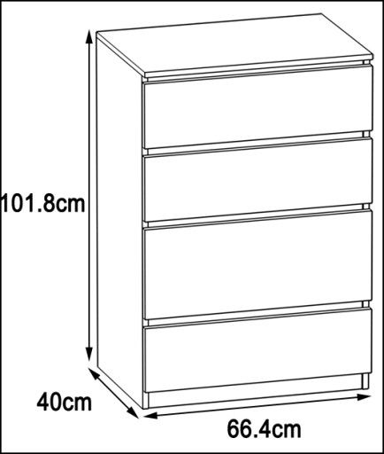 Бело-черный комод, 4 ящика