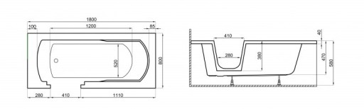 Акриловая ванна POLIMAT 180x80 VOVO WHITE HOUSING