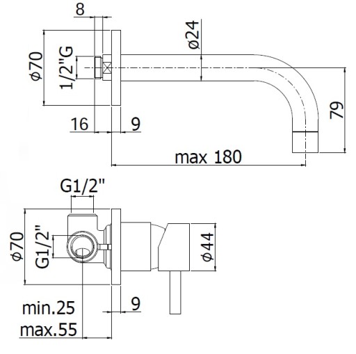 РАКОВИНА PAFFONI STICK FATTER, НАСТЕННАЯ SK006