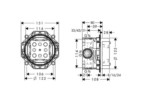 Hansgrohe Logis 6в1 скрытый комплект - 30 см