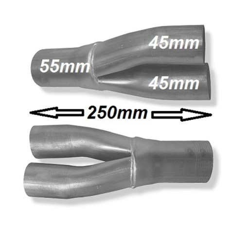 Тройник Y-PIPE, вилка 55мм/2х45мм