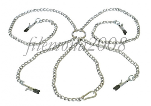 Sextreme BDSM Heavy Chain, 4 зажима для сосков