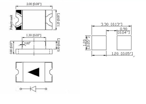 SMD LED 0805 ЗЕЛЕНЫЙ 10 ШТ.