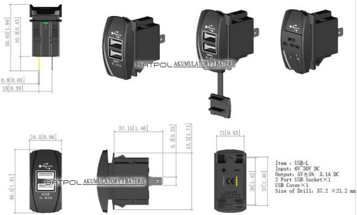 РОЗЕТКА USB 5 В, 3,1 А, 12 В, ЗАРЯДНОЕ УСТРОЙСТВО ДЛЯ ПАНЕЛИ P