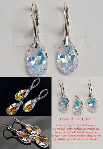 Серьги Aurore Boreale AB 925 с кристаллами миндаля 16 мм