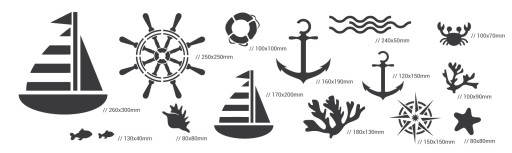 Набор из 14 шаблонов для рисования. ДЕТСКАЯ КОМНАТА Многоразовые МОРСКИЕ якоря