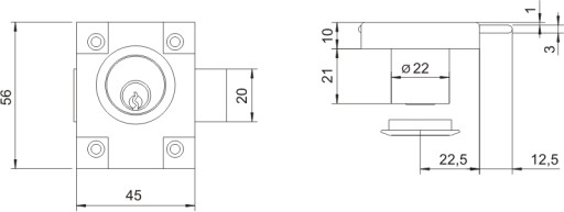 LOB Zamek meblowy patentowy, do mebli, ZMB 1