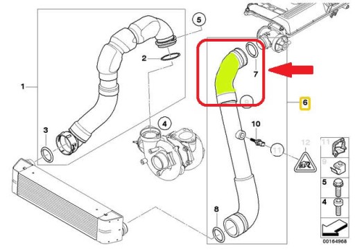 ШЛАНГ ТУРБОИНТЕРКУЛЕРА BMW X5 3.0D 11617790094