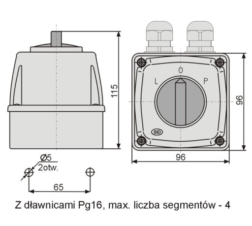 ЭЛЕКТРОМЕТ КУЛАЧКОВЫЙ ПЕРЕКЛЮЧАТЕЛЬ IP44 ARC E16-43 L-O-P