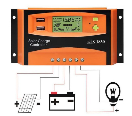 КОНТРОЛЛЕР СОЛНЕЧНОЙ ЗАРЯДКИ LCD 30A 12V/24V PWM KL