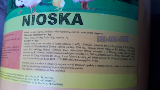 Witaminy do paszy dla kur niosek 4kg wiadro
