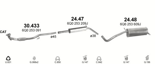 Патрубок с гибким разъемом Skoda Fabia I, Seat Ibiza, VW Polo емкостью 1,2