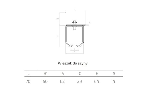 Вешалка для настенной рейки 50x46 Подвесные ворота