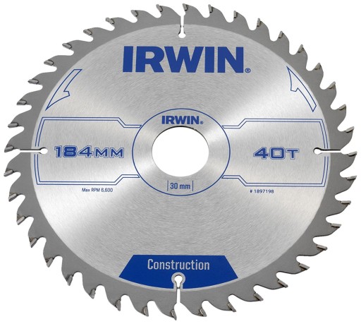 IRWIN ЦИРКУЛЯРНАЯ ПИЛА ПОЛОТНО ДЛЯ ДЕРЕВЯННОЙ ПИЛЫ 184 x 30 40Z