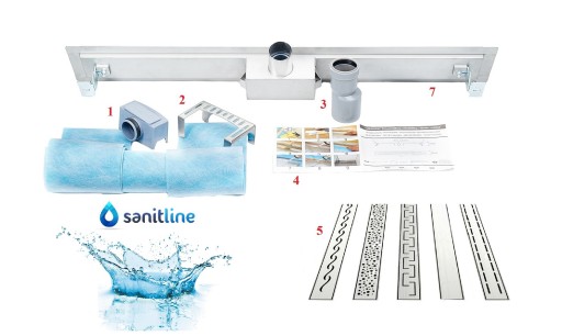 SANITLINE Линейный слив 60см, низкий сифон, 52мм HQ