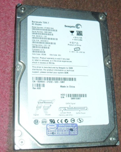 Жесткий диск SEAGATE BARRACUDA 7200.7 ST380013AS 80 ГБ SATA