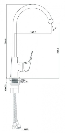 KUCHINOX LIDO BKL 968D СЕРЫЙ CHR КУХОННЫЙ смеситель