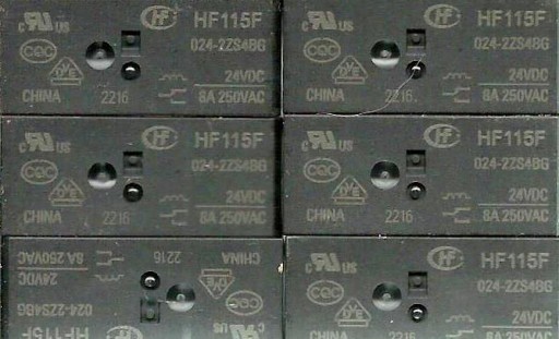 Реле HF115F 024-2ZS4 24В DC контакты 2х8А 250В